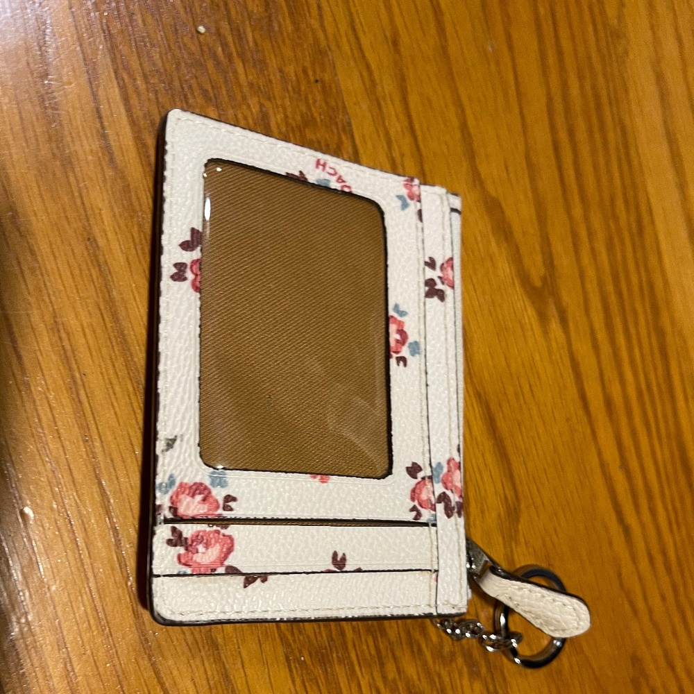 Coach flower mini skinny ID case with keychain